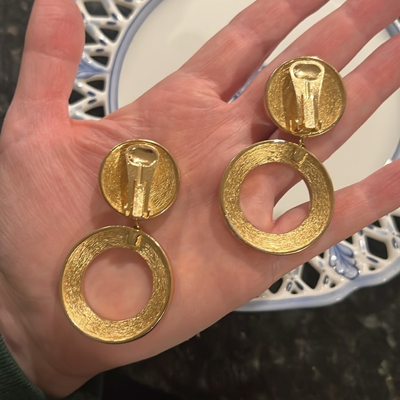 Christian Dior Vintage CD Logo Clip-On Earrings with Swarovski Crystals - Picture 5 of 5